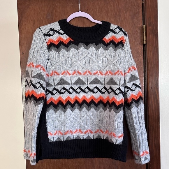 Sweaters - Magaschoni Sweater orange grey black small